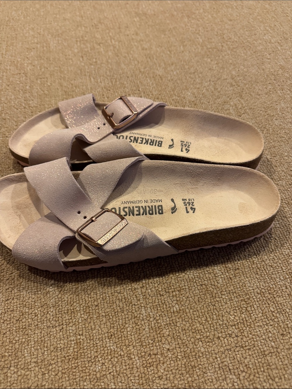 Birkenstock Women's Glitter Cross-Strap Sandals in Pale Pink - Picture 3 of 7